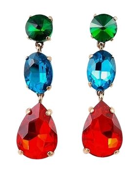 Multicolor Teardrop Crystal Drop Earrings